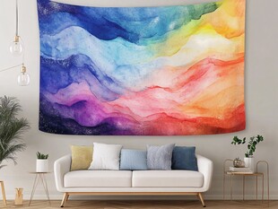 多彩抽象挂毯装饰温馨客厅