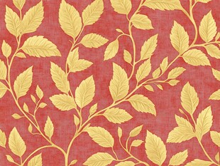 红底金色枝叶花纹图案