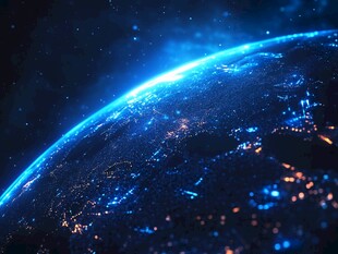 璀璨地球夜景太空俯瞰图