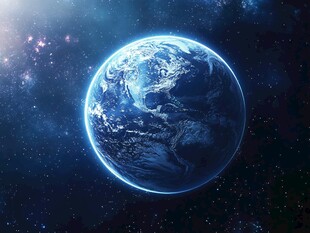 浩瀚宇宙中的蓝色地球