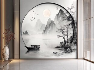 中式山水墨韵玄关装饰画