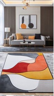 现代简约风客厅与几何地毯