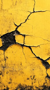 黄色墙面裂纹纹理特写