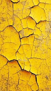 黄色墙面裂痕纹理特写