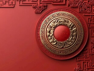 中式红底金纹传统装饰