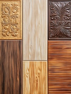 多样木纹与雕花装饰板材