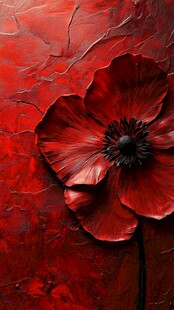 红色罂粟花艺术纹理特写