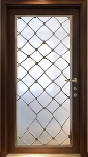 棕色边框玻璃装饰门