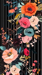 花卉条纹图案精美插画