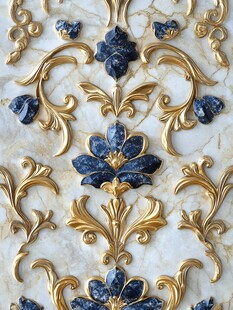 欧式奢华金蓝花纹墙饰