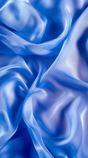 蓝色丝绸布料纹理特写