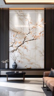 中式客厅背景墙 雅致梅花图
