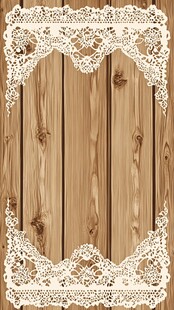 木质背景上的精美蕾丝边框