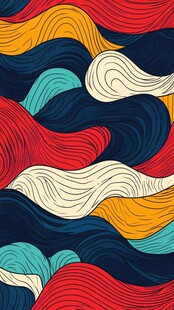 多彩波浪线条抽象图案