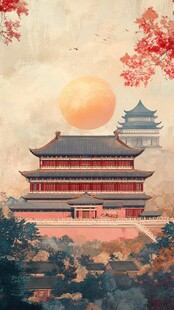 古风紫禁城日落美景