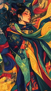 古风华裳女子奇幻绘卷