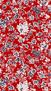 红色花卉图案背景纹理