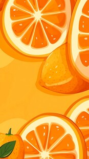 鲜橙切片插画 清新水果风