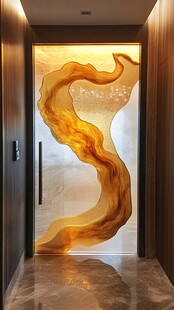 金色流动艺术玻璃走廊门
