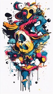 酷炫涂鸦风骷髅艺术插画