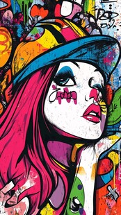 潮酷涂鸦风女孩形象