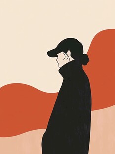 戴帽黑衣人的侧影画面