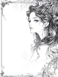 梦幻长发女子的优雅侧影