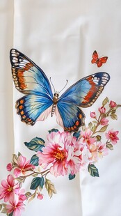 蝴蝶戏花精美刺绣图案