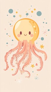 可爱章鱼插画 梦幻风图案