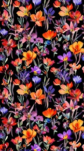 多彩花卉水彩无缝图案