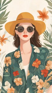 时尚度假风女士插画形象