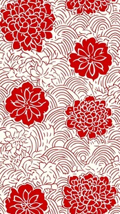 中式红花海浪纹图案设计