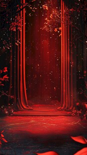 梦幻红色神秘舞台场景