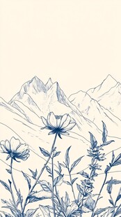 山间花卉与远山景致