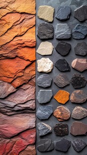 多样岩石纹理与石块展示