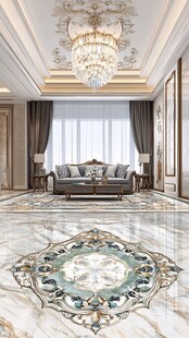 豪华欧式客厅大理石地面美