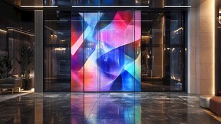 绚丽多彩的大厅艺术玻璃墙