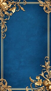 蓝色背景金色花纹装饰框