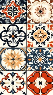 复古多彩瓷砖花纹图案
