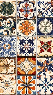 多彩复古风瓷砖图案集合