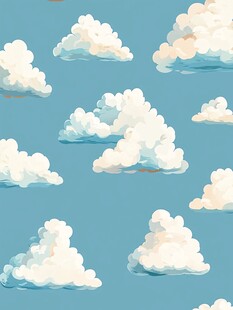 梦幻蓝空下的可爱云朵