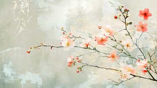 水墨桃花图 尽显东方诗意
