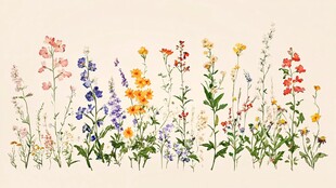 缤纷野花插画