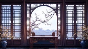 中式雅室窗前景致如画