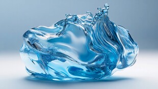 灵动蓝色液体雕塑