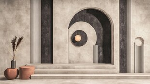 简约几何风室内玄关场景