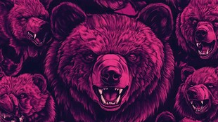 紫粉色咆哮熊群图案设计