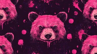 粉色熊头涂鸦图案背景