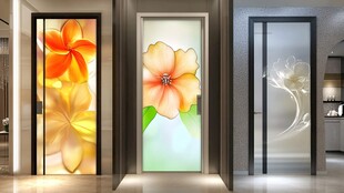 三款精美花卉艺术玻璃门