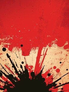 红色墨渍喷溅抽象背景图